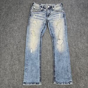 American Fighter Striker Jeans Mens 30x32 Distressed Relaxed Straight Denim